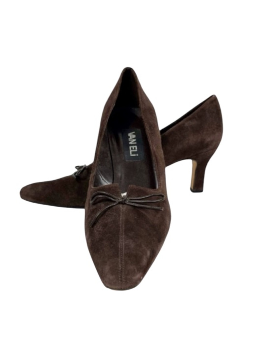 Van Eli Brown Pump Heels with Patent Bow, Women’s Shoes, Size 8